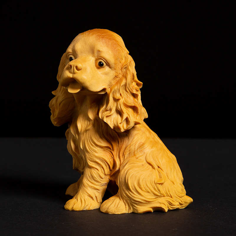 小叶黄杨木雕创意风水装饰雕刻工艺品车内饰品可爱仿真狗汽车摆