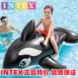 intex水上冲浪充气坐骑大黑鲸，海豚鲨鱼海龟独角兽游泳圈成人浮排