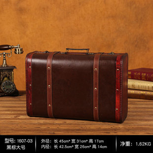 复古木箱子大号密码盒子玩具储物盒带上锁收纳箱儿童百宝箱道具箱