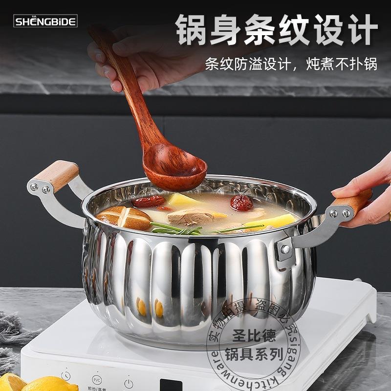 厂家套装锅不锈钢双耳八件套汤锅热销南瓜型炊具套装锅跨境货