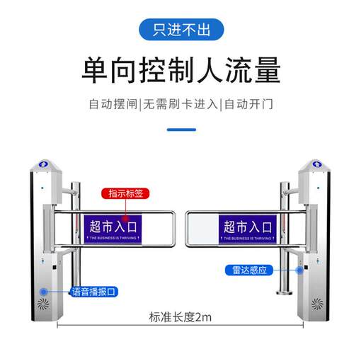 超市入口感应门红外雷达自动感应门单向欢迎光临只进不出感应门禁