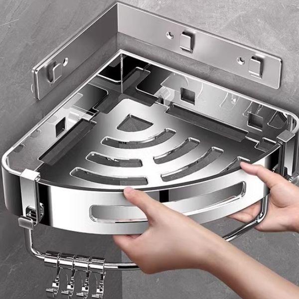 304不锈钢浴室置物架免打孔卫生间厕所可拆卸壁挂三角篮转角收纳