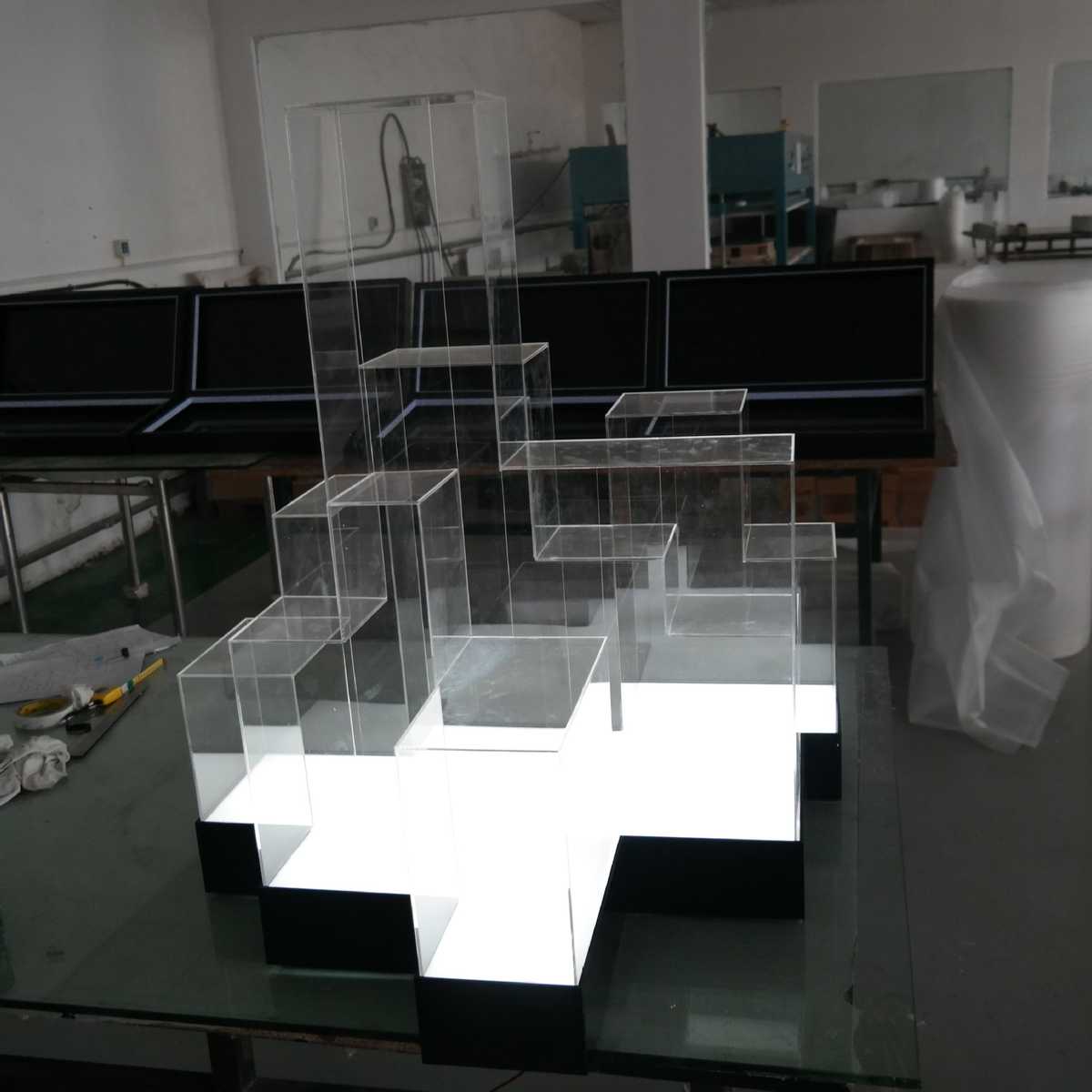 亚克力透明楼房模型五面罩大型异型楼盘沙盘防护罩有机玻璃保护罩