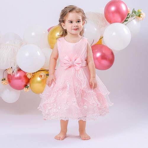 girls floral embroidery zip up dress embroidered tulle dress