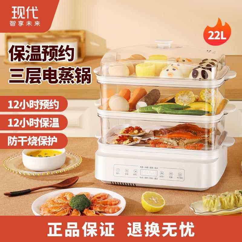 现代电蒸锅多功能家用小型三层大容量蒸箱智能电蒸笼蒸菜包子神器