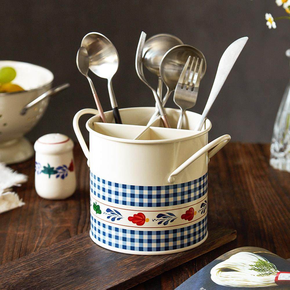 粉颜欧式厨房双耳餐具笼筷子收纳桶底部沥水孔内部分隔工具桶防水,餐饮具,餐具笼/架,淘宝优惠券,粉丝福利购,淘宝优惠卷