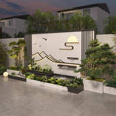 户外庭院中式 不锈钢流水景墙水幕墙隔断屏风铁艺鱼池花箱造景成品