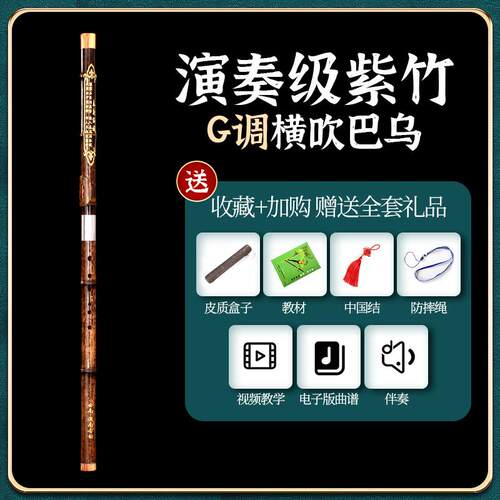 高档F紫竹横吹专业巴乌乐器演奏型G调调人初学者小南学生专用滇古