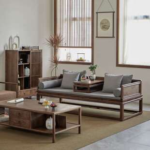 实罗汉客厅沙发床黑胡桃木罗VHF型木汉榻床床榻卧榻小户贵 新中式