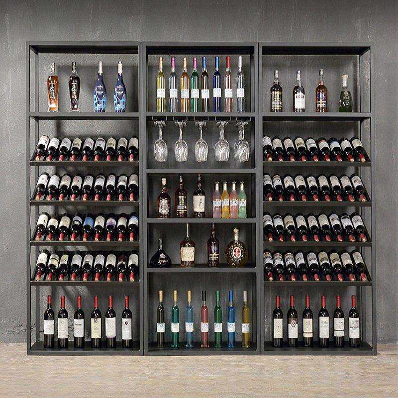 酒庄别墅复古酒类置物架收纳展示架高脚酒杯架意式红酒柜落地酒架