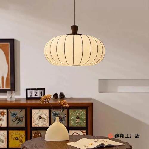 中古卧室灯感餐厅吧台南瓜吊灯新中式卧室书房灯法式床头吊灯