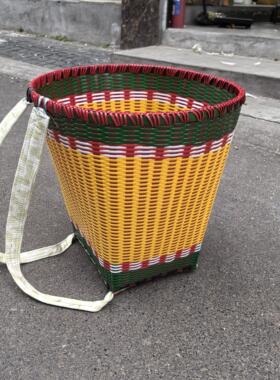 加大号竹篓塑料藤编手工编非竹编竹篓揹筐家用收纳筐买菜采摘舞蹈