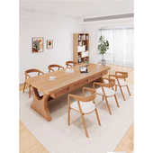 客厅实木大书桌全实木长条简约双层工作台双人学习书画桌带抽长桌