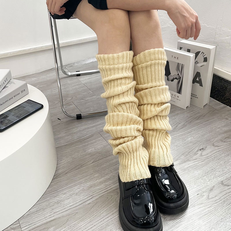 新款瑜伽袜套防滑舞蹈堆堆袜毛线针织保护腿套宽松护膝超长过膝