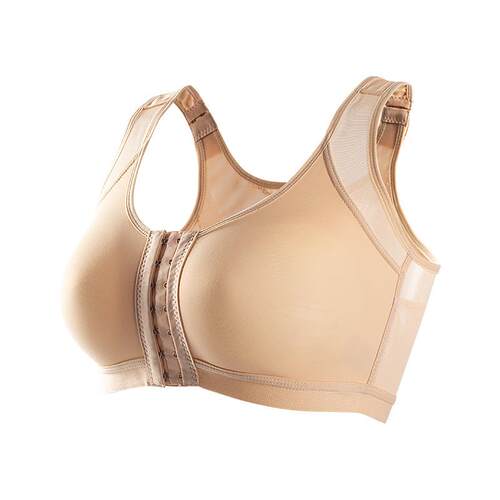 Front button closed sports bra, plus size open breast