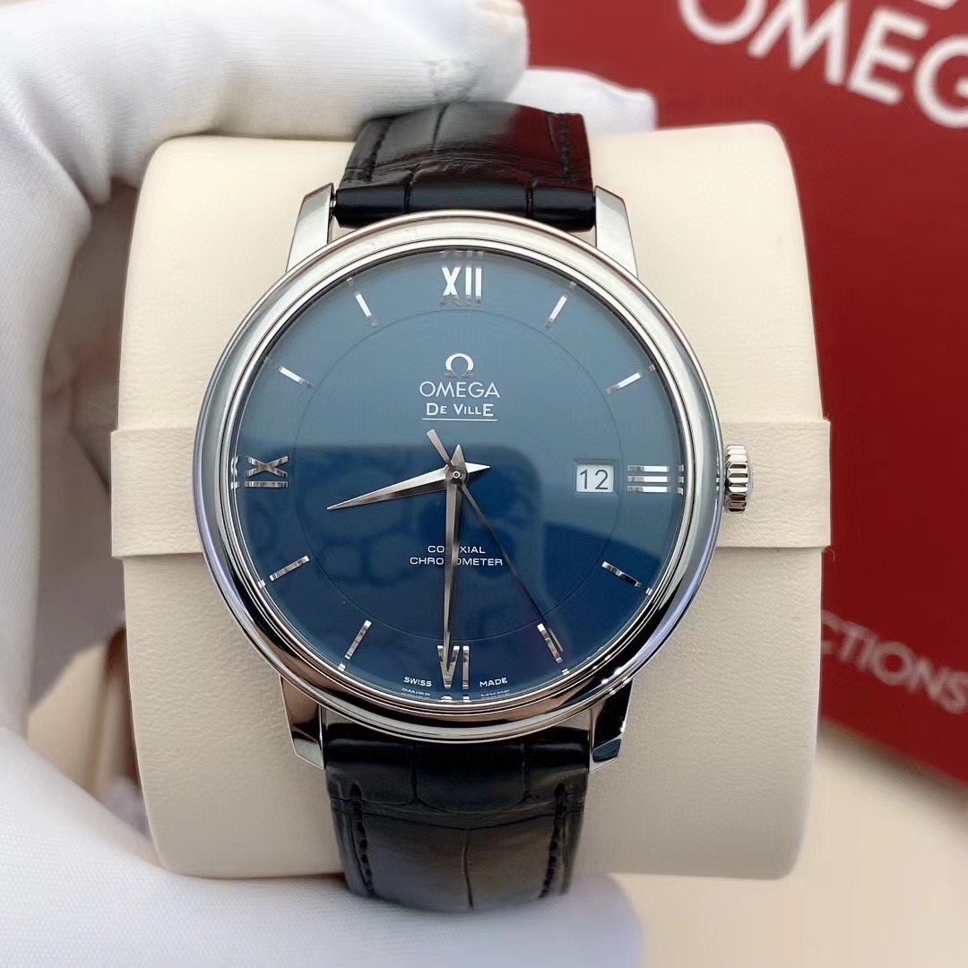 一口价98新欧米茄碟飞自动机械蓝面手表男表424.13.40.20.03.001