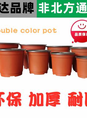 双色塑料花盆二代胜达盆花双色盆加厚耐用抗老化性强种植双色花盆