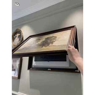 客厅餐厅玄关遮挡配电柜隐形装饰画美式静物推拉横版电表箱导轨画