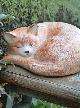 慵懒睡觉猫咪树脂摆饰花园摆设庭院装饰园艺桌面可爱动物小猫饰品