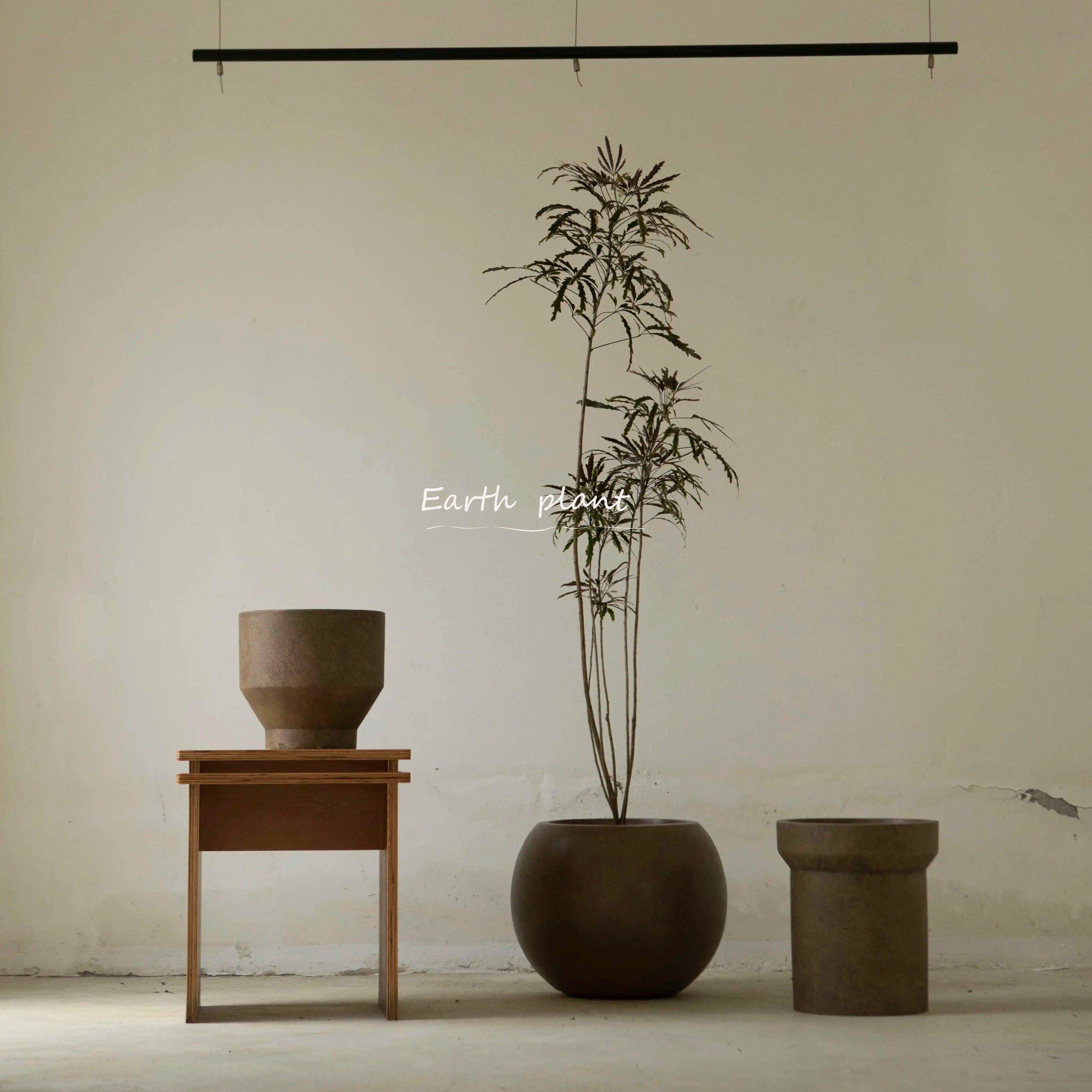 大地植物新中式创意覆古大水泥盆大型绿植花盆欧式宅寂风盆器