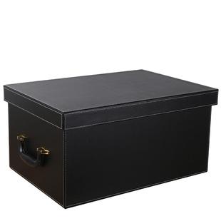 衣帽间收纳箱皮质样板间收纳盒家用衣柜整理箱衣服储物箱大号有盖