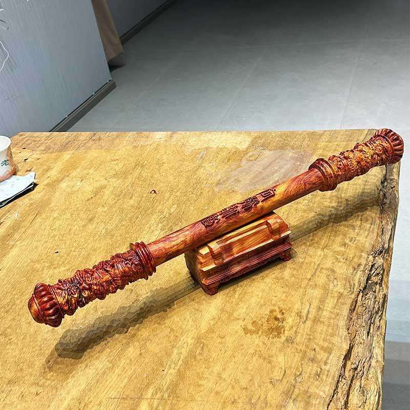 黑悟空金箍棒彩虹杉木定尺寸制作带底座一套天然色彩