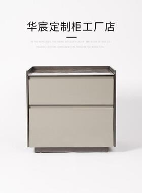 QH682意式极简LtalianDesigner灰色床头柜设计师轻奢烤漆岩板储