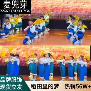 稻田里的中国梦禾下乘凉梦儿童舞蹈丰收劳动节农民演出工人表演服