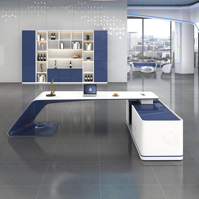 烤漆老板桌办公桌简约现代总裁桌创意大班台异形经理办公桌椅组合