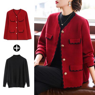 年轻妈妈洋气短款外套中年女装春秋装结婚礼服中老年小香风上衣服