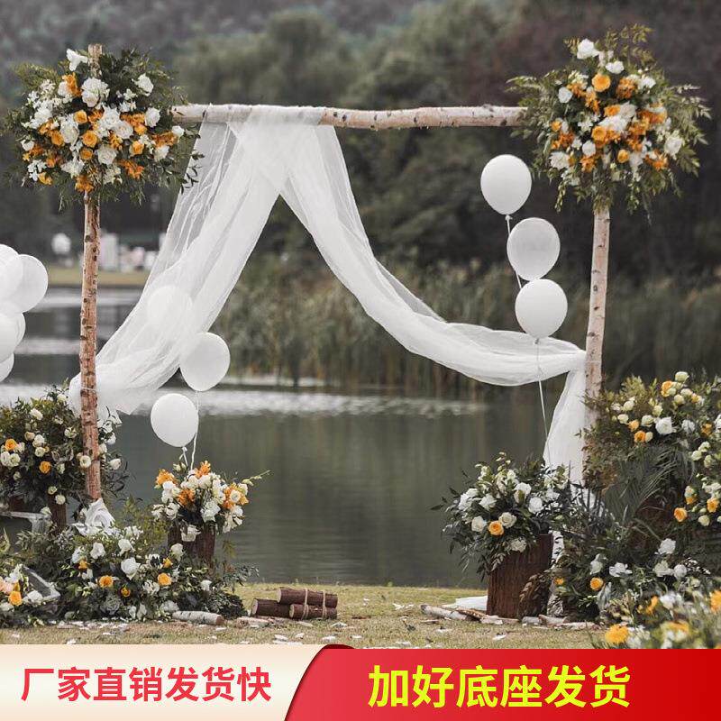 白桦树干拱门装饰原木森系婚礼树枝树干木棍木桩花架花艺道具结婚