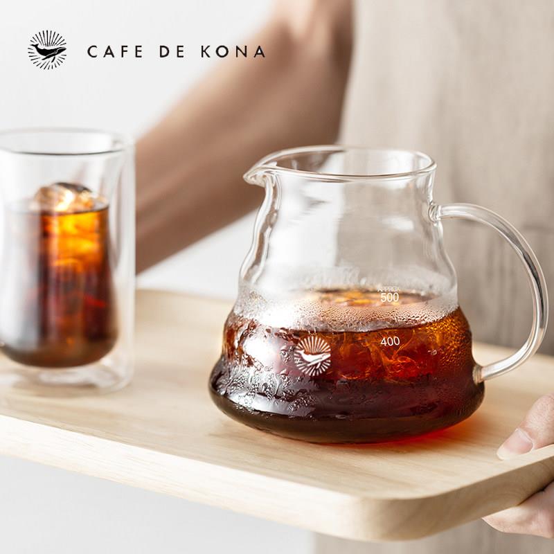 CAFEDE KONA手冲咖啡壶 家用耐热玻璃滴漏壶咖啡分享壶云朵分享壶