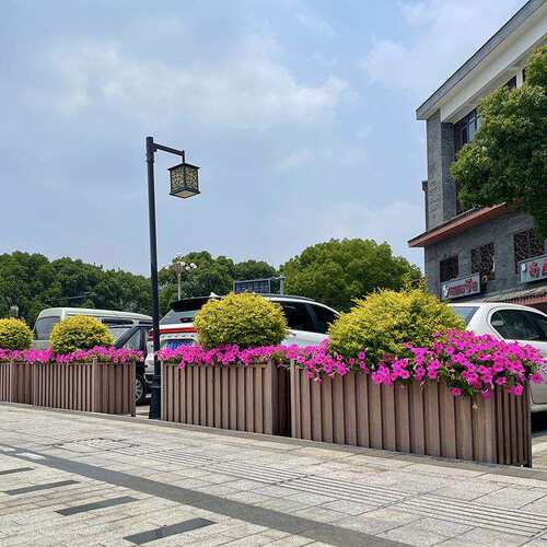 户成化品PVC塑木花箱观外花架绿长形21室外景市政道路隔断保温隔