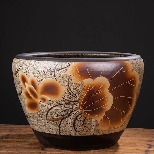 正品景德陶瓷大缸荷花莲锦鲤庭院养金鱼乌龟缸镇种树睡大缸号老式