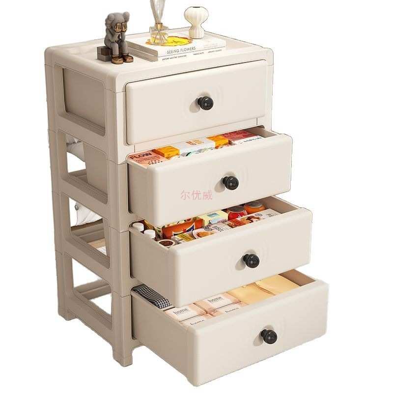 新款加厚抽屉式收纳柜多层宿舍杂物置物架零食储物柜子落地床头柜