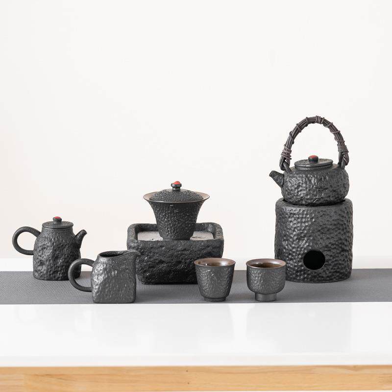 日式矾黑蜡烛围炉煮茶套装家用提梁壶煮茶器茶壶户外茶具炭火茶炉