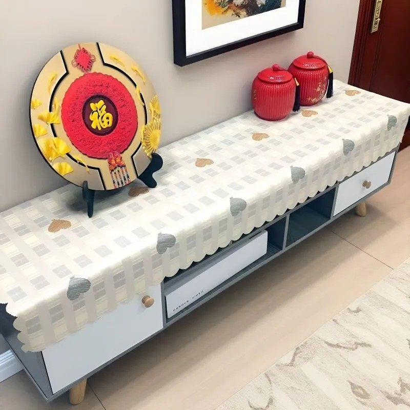 加厚电视柜茶几桌布防水防烫牀头柜垫长条案柜供台盖布长方形桌布图片