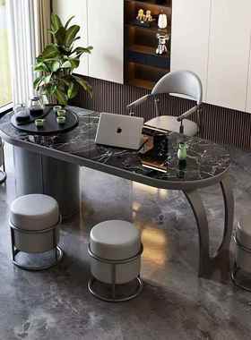 板茶IXK桌椅组合家用阳台轻奢茶台现办书公室泡茶办公桌代茶桌岩