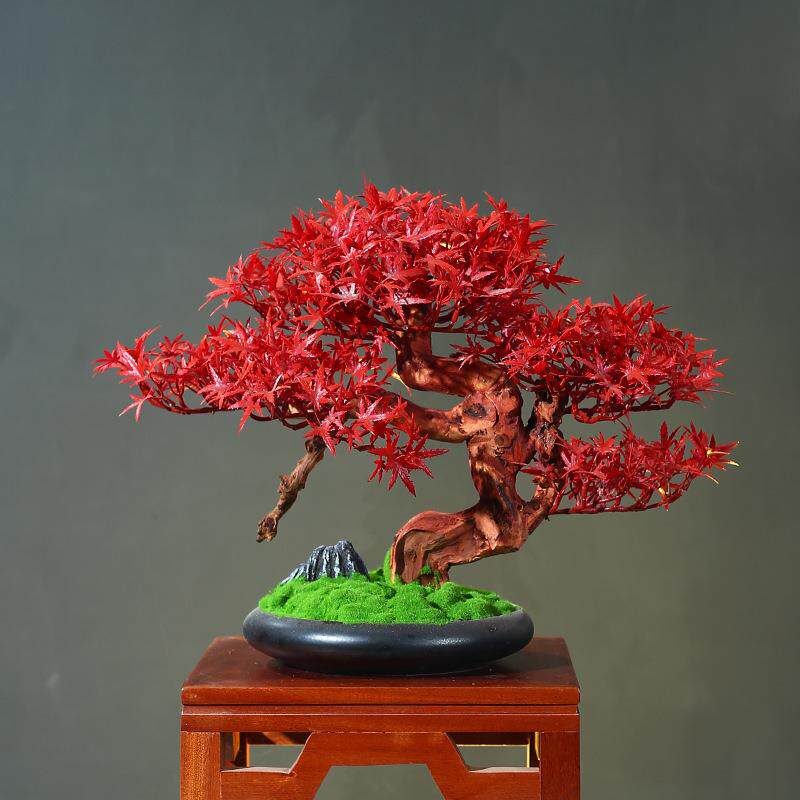 仿真迎客松盆景花架摆件新中式客厅装饰假花绿植物盆栽样板间软装