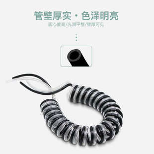 双排PU弹簧管空压机软管吹气管气泵高压螺旋风管伸缩软管黑色透明