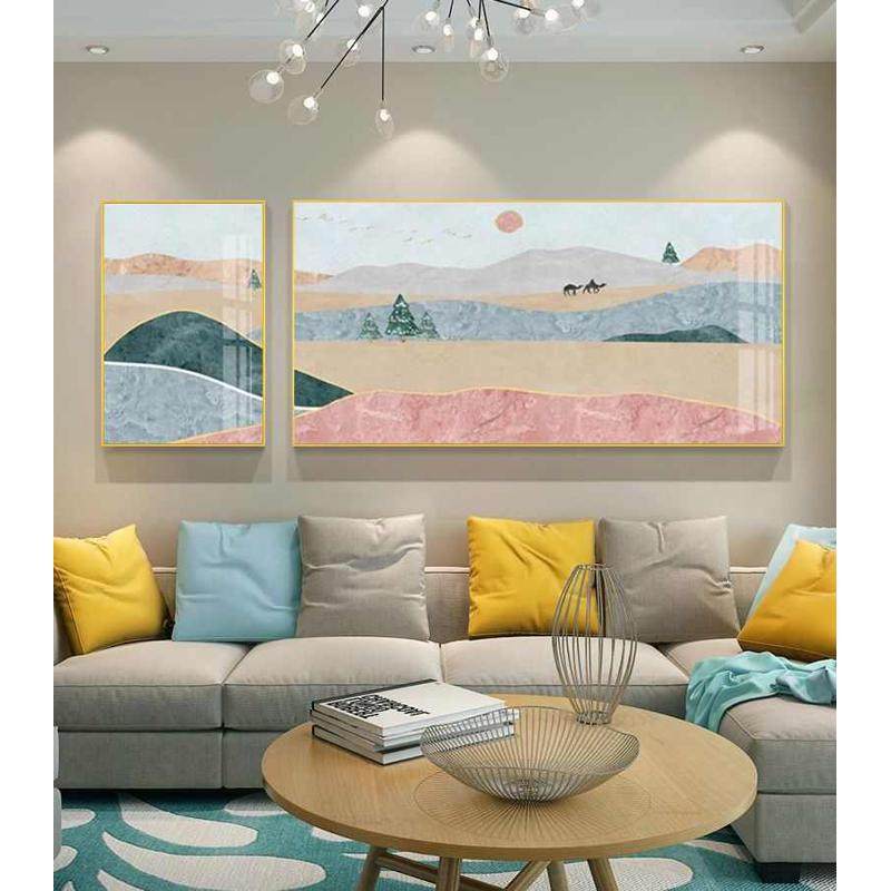 北欧装饰画现代简约客厅抽象粉色挂画沙发背景墙轻奢大尺寸壁画,家居饰品,现代装饰画,淘宝优惠券,粉丝福利购,淘宝优惠卷