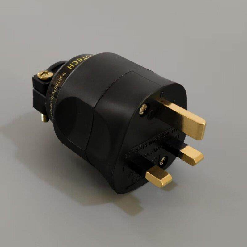 古河发烧级港式HiFi音响线 线接头紫铜镀金镀铑13A英式电源插头英