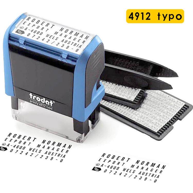 卓达Trodat4912typo字母数字组合印章可调双排日期活字自配回墨印