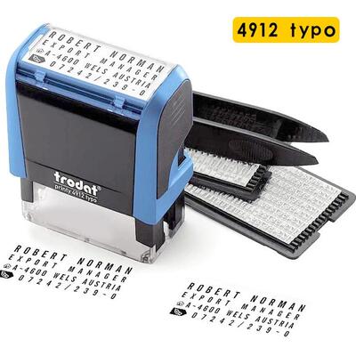 卓达Trodat4912typo字母数字组合印章可调双排日期活字自配回墨印