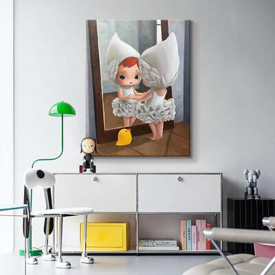 Mane玄关卡通人物手绘油画客厅抽象小众装饰画儿童房当代艺术挂画