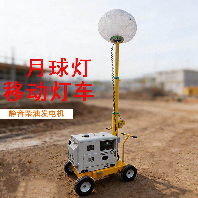 推车式移动灯塔柴油机汽油机手摇升降6米球形月球灯HMF957-S