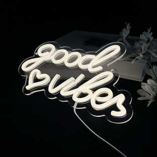 sign房间客厅背景墙装 neon 饰字母灯 Custom goodvibes霓虹灯定制