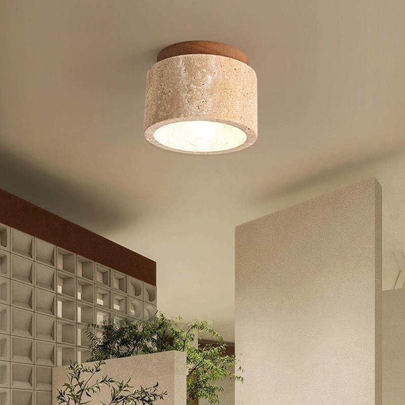 日式侘寂风吸顶灯覆古入户走廊过道玄关黄洞石阳台小灯