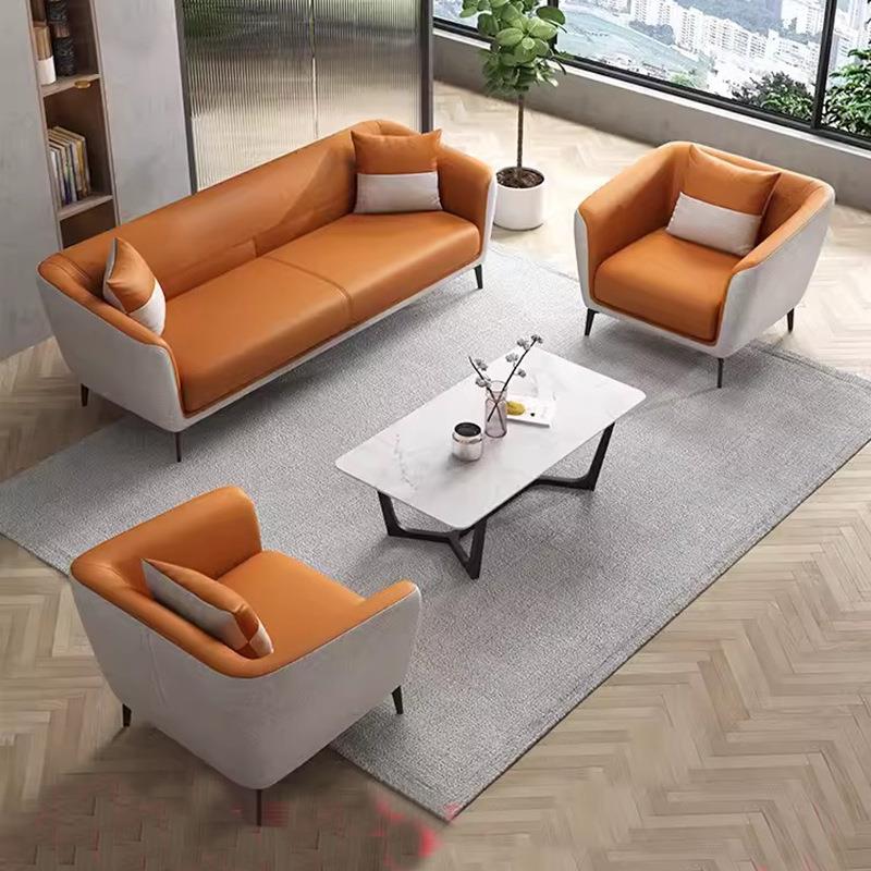 办公室沙发简约现代休息区接待小型休闲三人商务洽谈沙发茶几组合