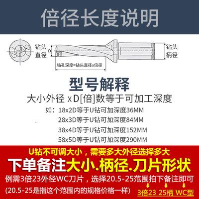 5倍径加长U钻SP WC-C20 25 D10 12 12.5 13 15 20 30 40 50 60-5D